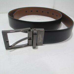 Original Penguin Mens 34 Reversible Leather Belt Black Brown NEW